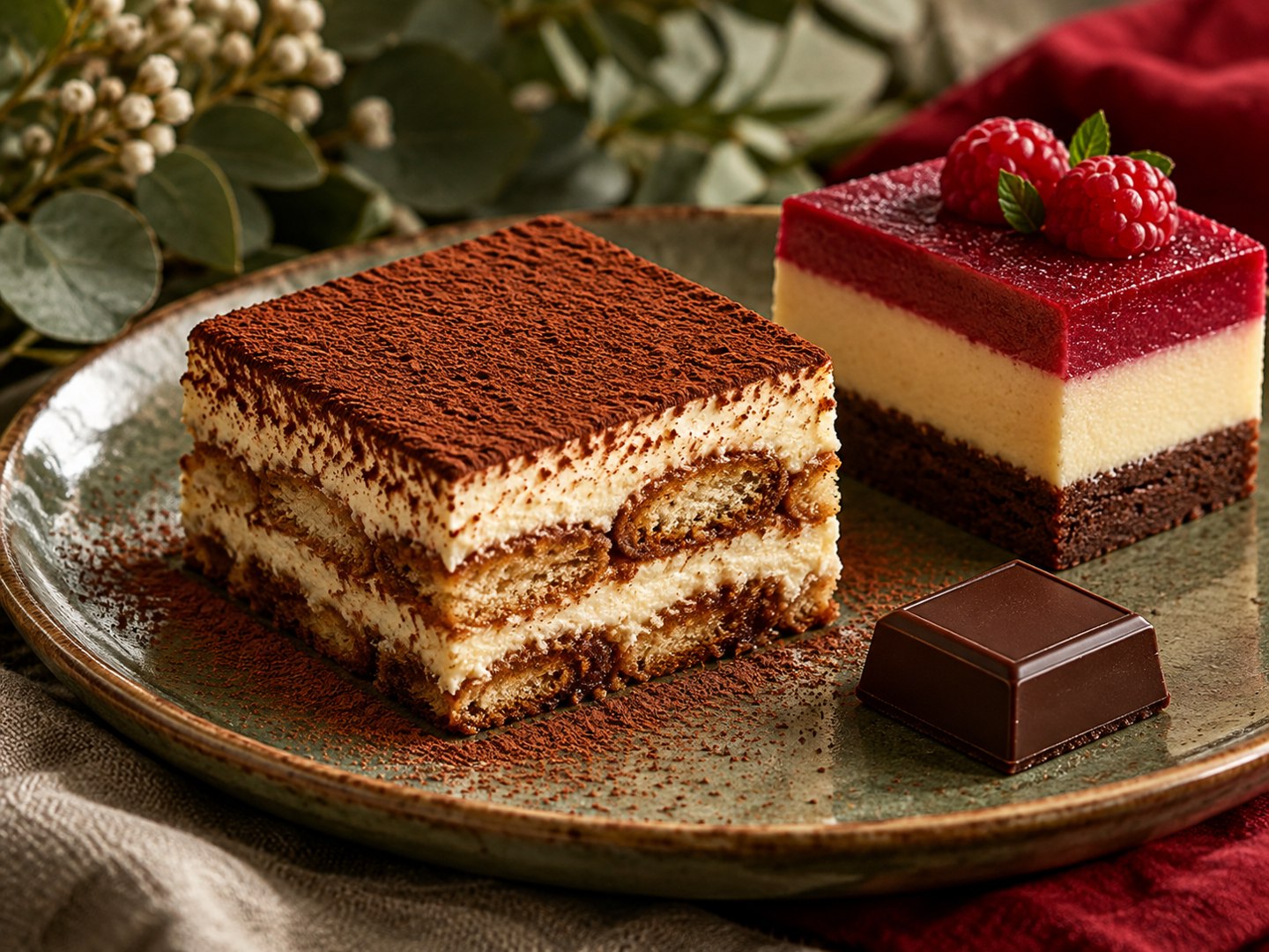 AI illustration of tiramisu and a layered cake
